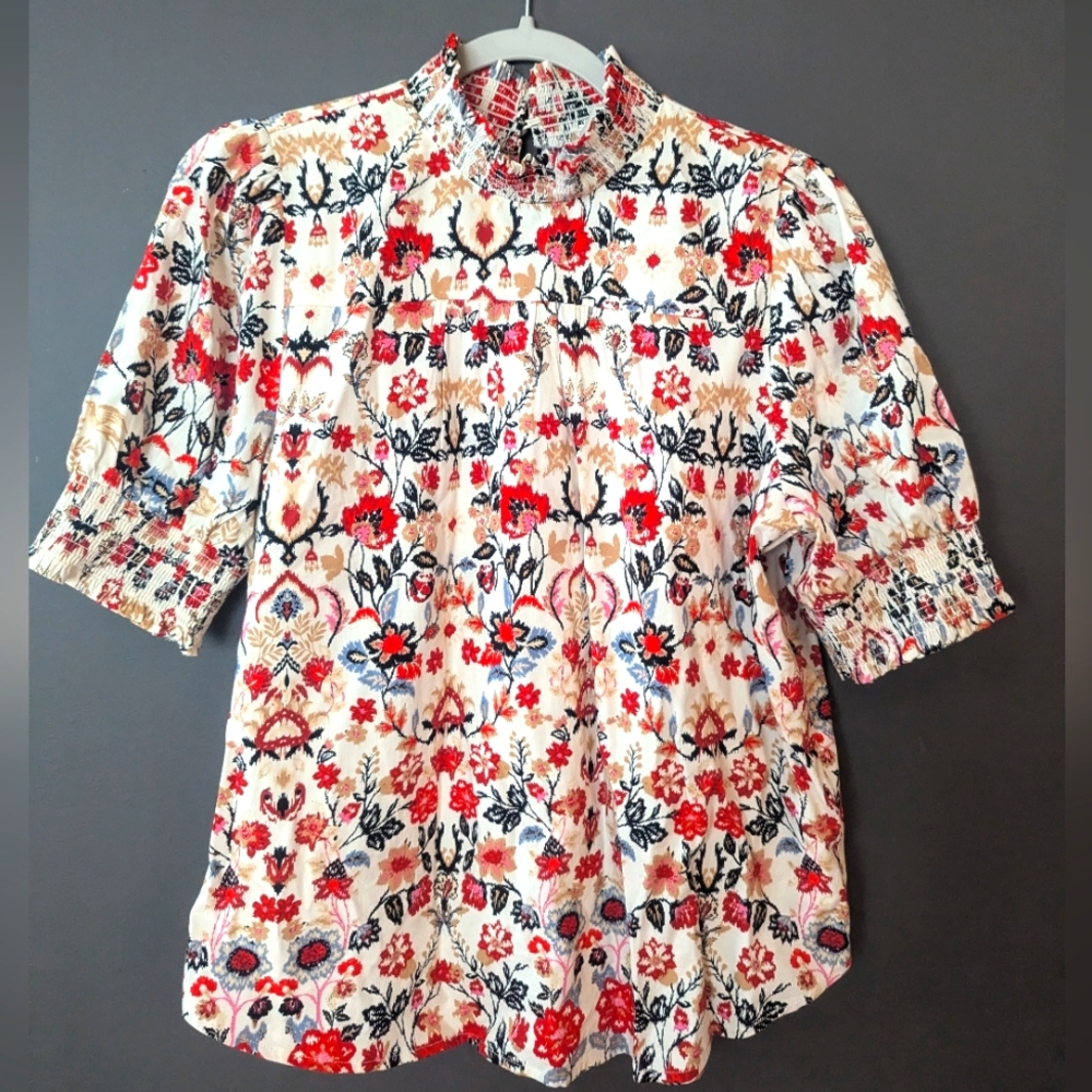 LOFT Mock Turtleneck Short Sleeved Blouse, size MP